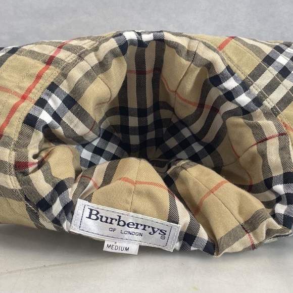 Burberrys of London Bucket Hat Size Medium Tan Beige, Check Inner, COA - Picture 9 of 10